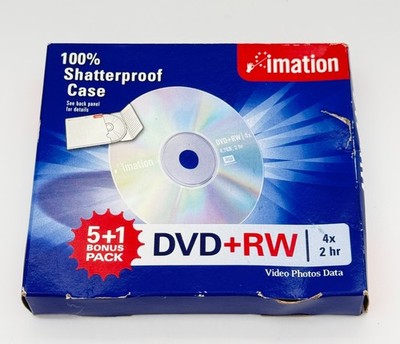 Imation DVD+RW 4X 4.7GB 120 Min Rewritable Discs 5+1 Bonus Pack