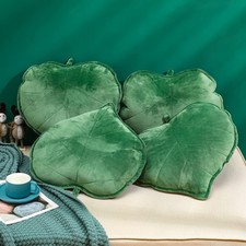 4 Pcs Leaf Shaped 3D Throw Pillows Plush Plant Pillow Novelty Dark Green Pillows