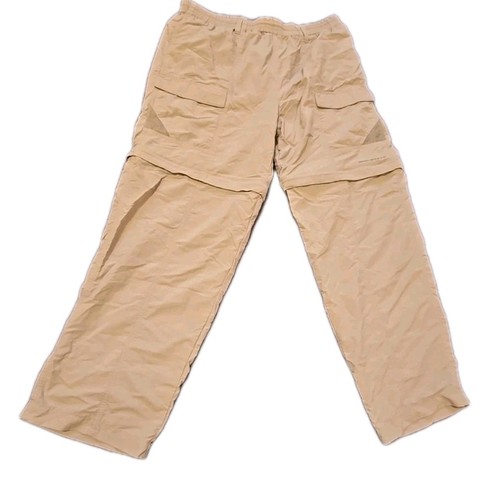 Columbia PFG Pants Mens M Beige Nylon Cargo Hiking Trail Convertible Zip Off