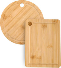 Small Cutting Board Set of 2 - Butcher Block with Juice Groove for Fruits And...
