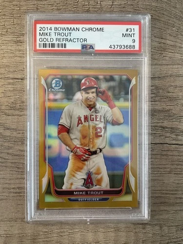 2014 Bowman Chrome Gold Refractors #31 Mike Trout /50 PSA 9 Angels RARE SP