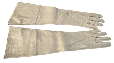 Andrea Pfister Vintage Leather Gloves Off White Size 7 1/2 - 18'' Long Genuine
