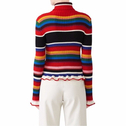 MSGM Striped Ruffle Striped High Neck sweater multicolor - M - Picture 2 of 11