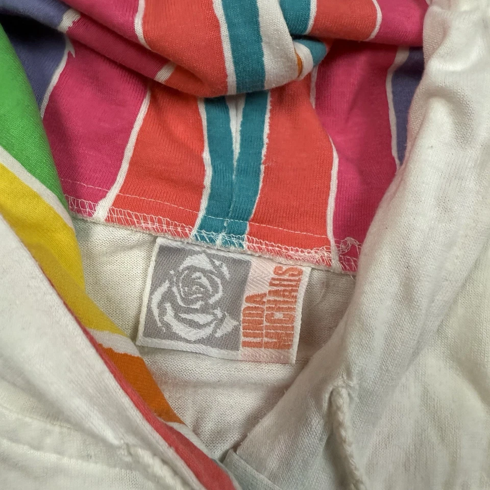 复古 90 年代泳池海滩遮盖连帽衫琳达·理查德彩虹条纹 XL 按钮 — 第 3/4 张图片