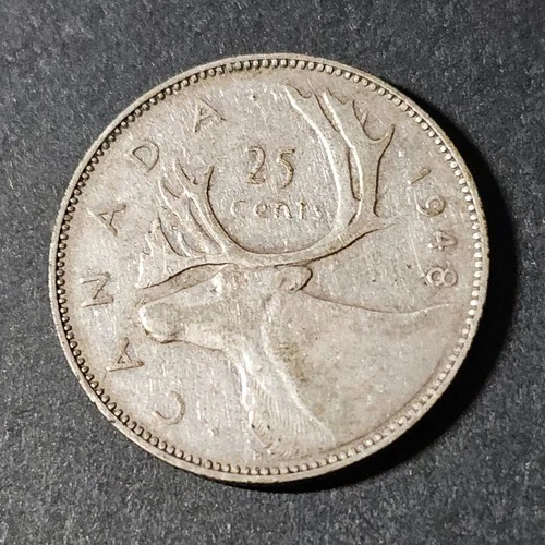 1948 Canada 25 twenty five cents SILVER - LOW COMBINED SHIP - C25-390