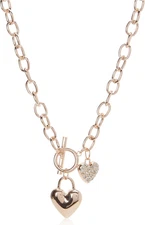 GUESS Rose-Gold-Tone Heart Lock Charm Toggle Chain Necklace