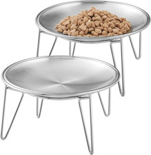 Cat Food Bowls, 2 Pcs Stainless Steel Cats Food and Water Whisker Fatigue Shallo
