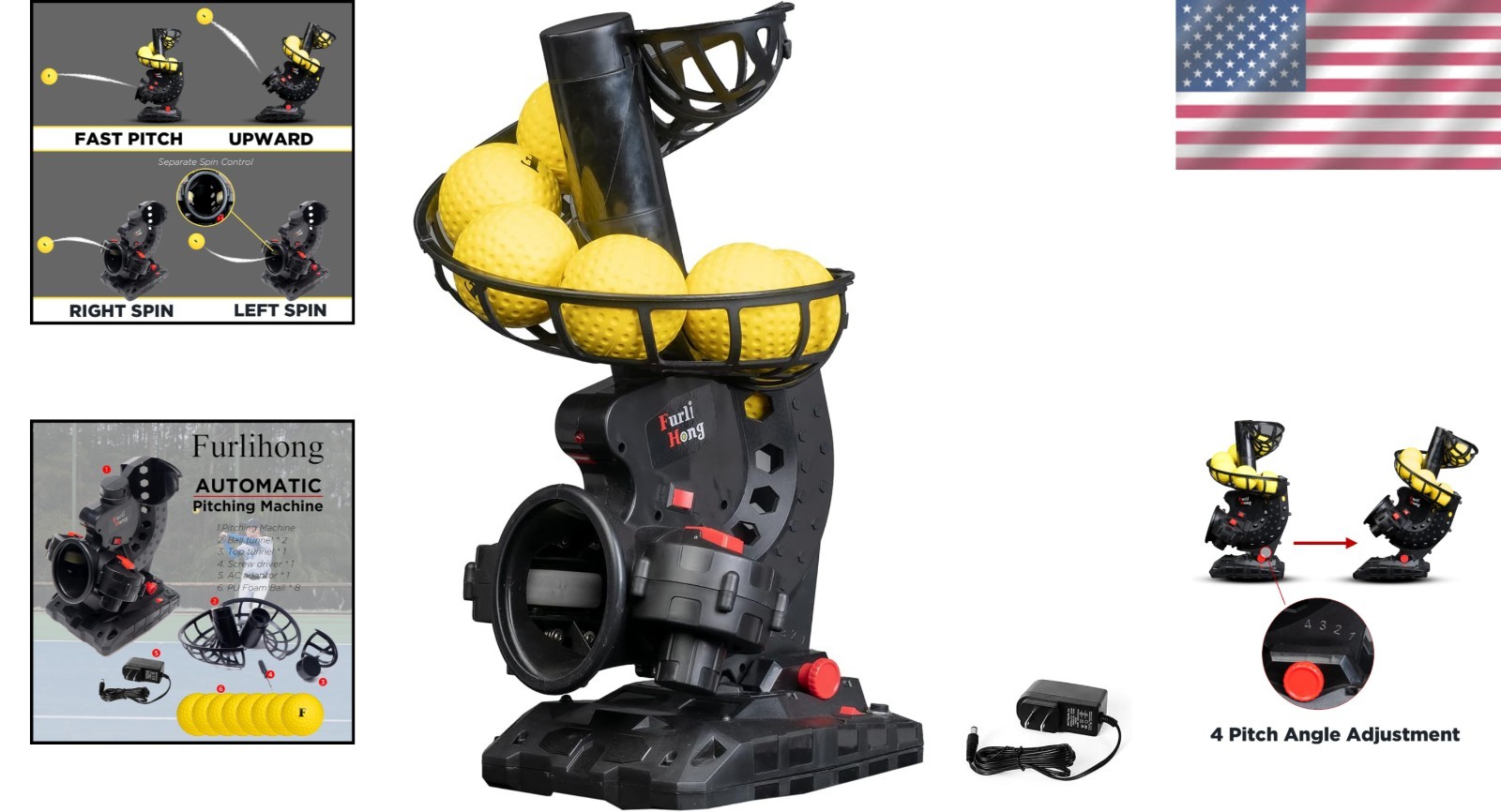 Upgraded Baseball Pitching Machine + 8 Balls