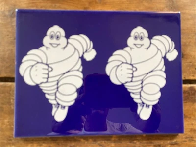 Publicitaire Bibendum pneus "MICHELIN"- Carreau Faïence- Azuunous- 25*15 cm TBE - Photo 1/3