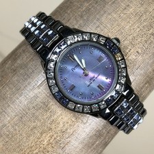 Armitron Women 75/3689DG Fashion Pave MOP Black Tone Quartz Analog 26mm Watch 7"