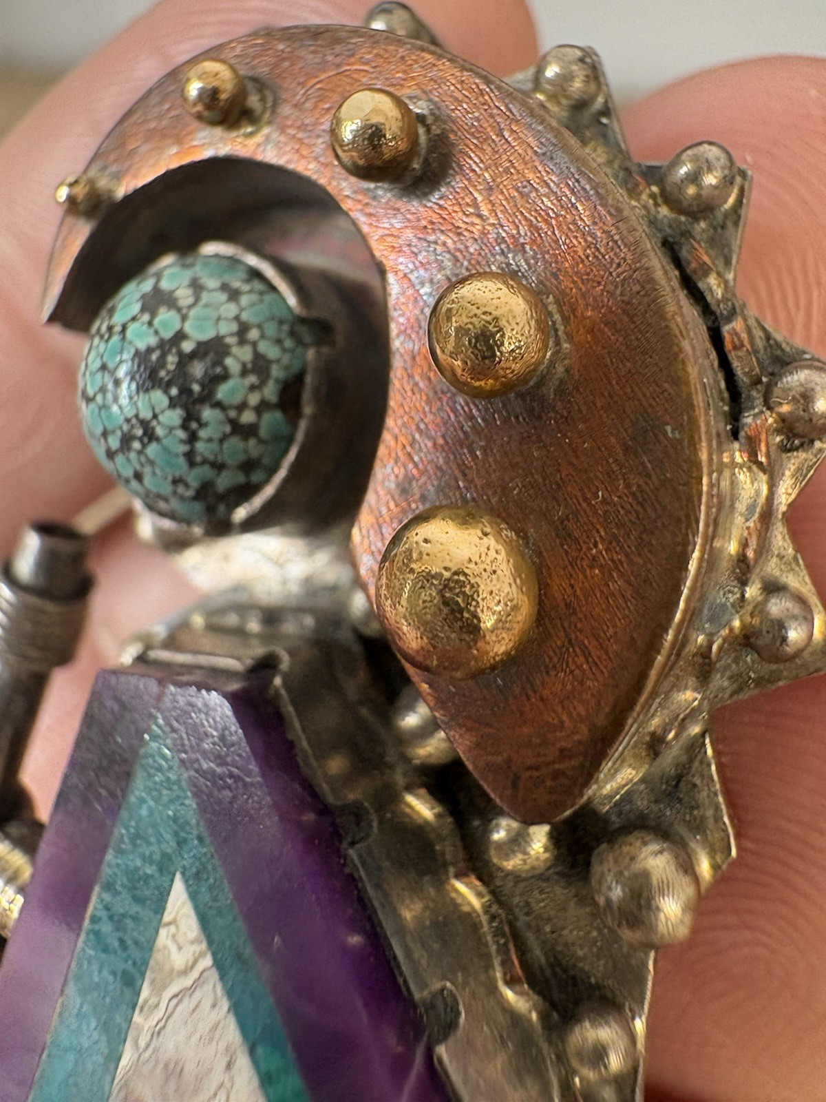 Native American Signed Geometric Multistone Sterl… - image 13