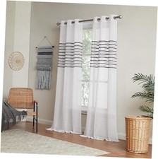 Curtains Linen Textured Sheer Light Filtering 38"W x 84"L Pack of 1 White