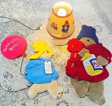 Vtg Paddington Bear Nursery Table Lamp Works 2 Wall Hanging Plush Infantino Eden