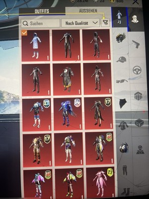 PUBG Mobile Account/Inventar Skins Outfits Helme Waffen-Emotes Android/iOS 2020