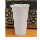 Hazel-Atlas White Milk Glass ribbed Vase with Scalloped Rim MCM vintage