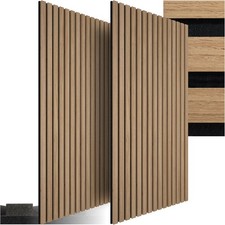 Set Di 2 Pannelli Acustici Effetto Legno Fonoassorbenti Decorativi,Rovere Chiaro
