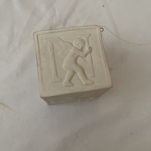 Dept 56 Christmas Ornament Noel Joy Cherub Angel Block Bisque Ceramic - Picture 3 of 3