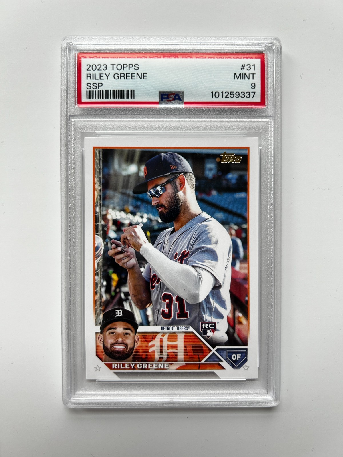 2023 Topps Riley Greene #31 SSP Golden Mirror RC PSA 9