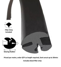 Rubber Window Glazing Seal 6mm x 3mm with Filler Strip