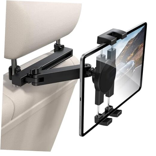 Adjustable 3-in-1 Car Headrest Tablet Holder for iPad & Devices-image