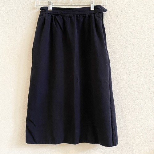 Saint Laurent Vintage 100% Inch Wool Lined Navy Blue 38 Small Skirt Made France - Picture 6 of 10