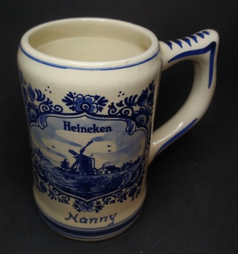 Tazza vintage olandese birra Heineken Stein Tankard Delft blu anni 70 made in Holland - Foto 4 di 9