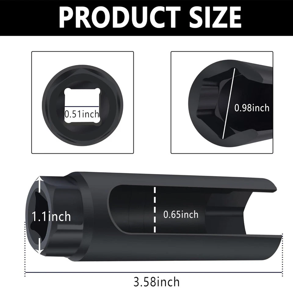 Herramienta de desmontaje de funda sensor de oxígeno para automóvil de 1 pieza universal de 7/8 pulgadas  Foto 3 de 4