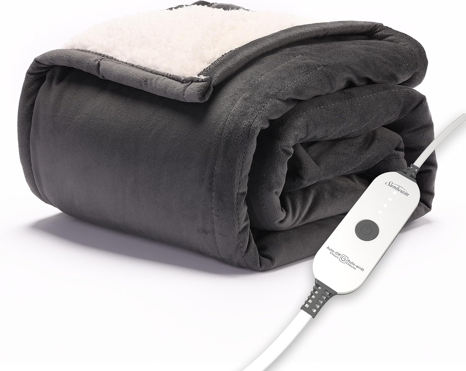 Royal Mink Sherpa Heated Throw Blanket Adjustable Cozy Warm Night Fog