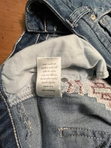 Harper Denim abgeschnittene Shorts bestickt Azteken Distressed ausgefranst blau Gr. 26 - Bild 9 von 9