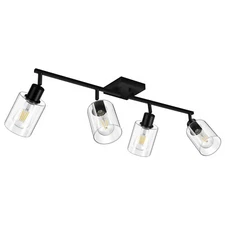 4-Light Track Lighting Fixtures with Seeded Glass Shade, Modern Kitchen Light...