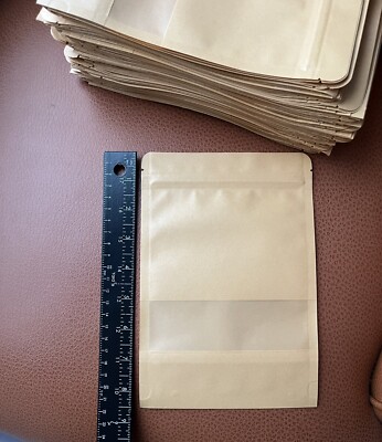 120 pcs Kraft Stand Up Pouches Ziplock Stand Up Pouch Bags w/Clear Window