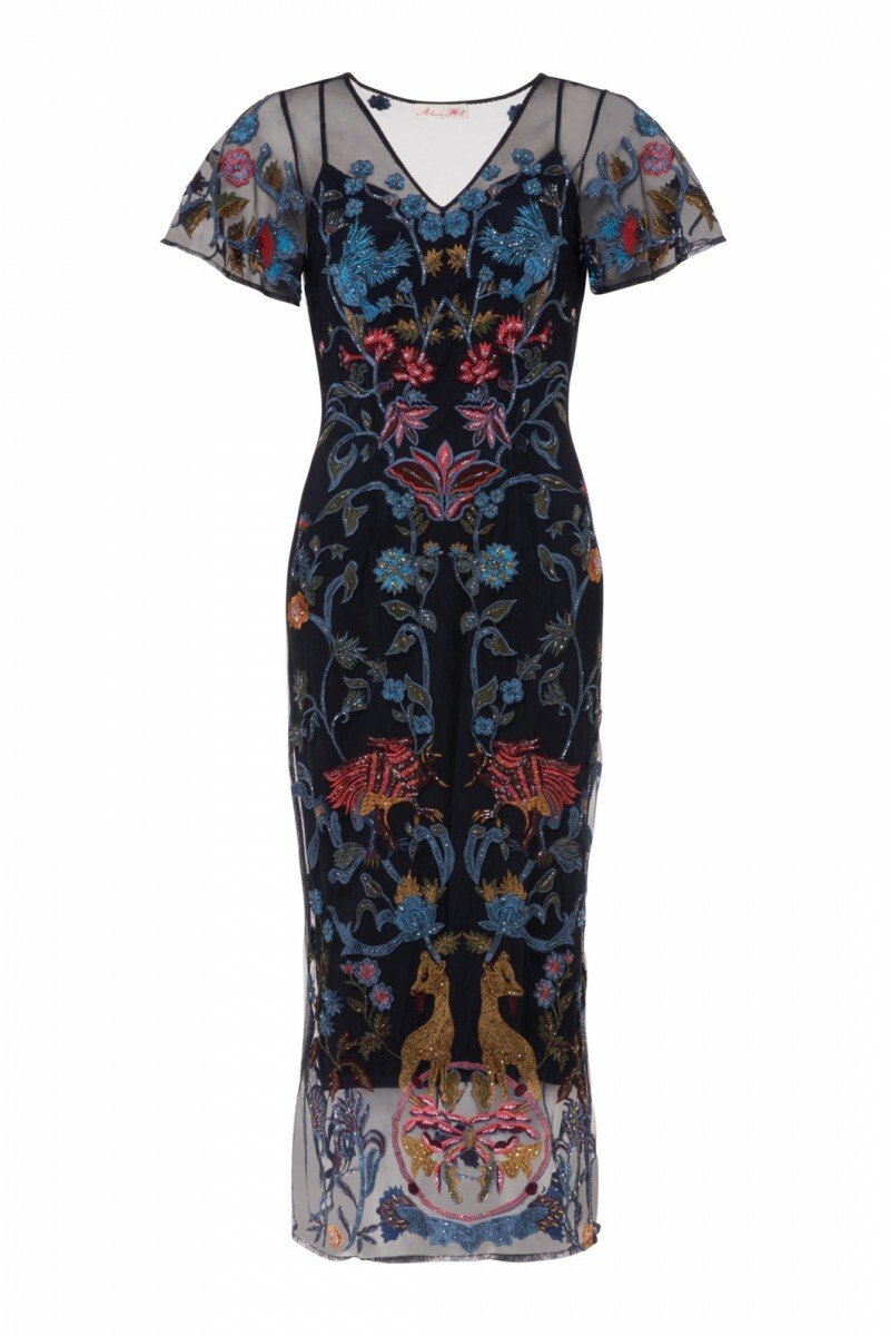 Alannah Hill Navy 'Birds of a Feather' Dress Size RRP: $529