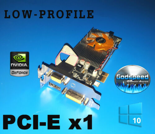 Windows 10 PCI-Express x1 HDMI DVI VGA 1GB Low-Profile Video Graphics Card - Afbeelding 1 van 1