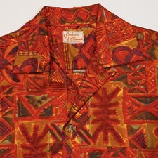 M 60s FASHIONS OF HAWAII Hawaiian Shirt Loop Collar Vintage