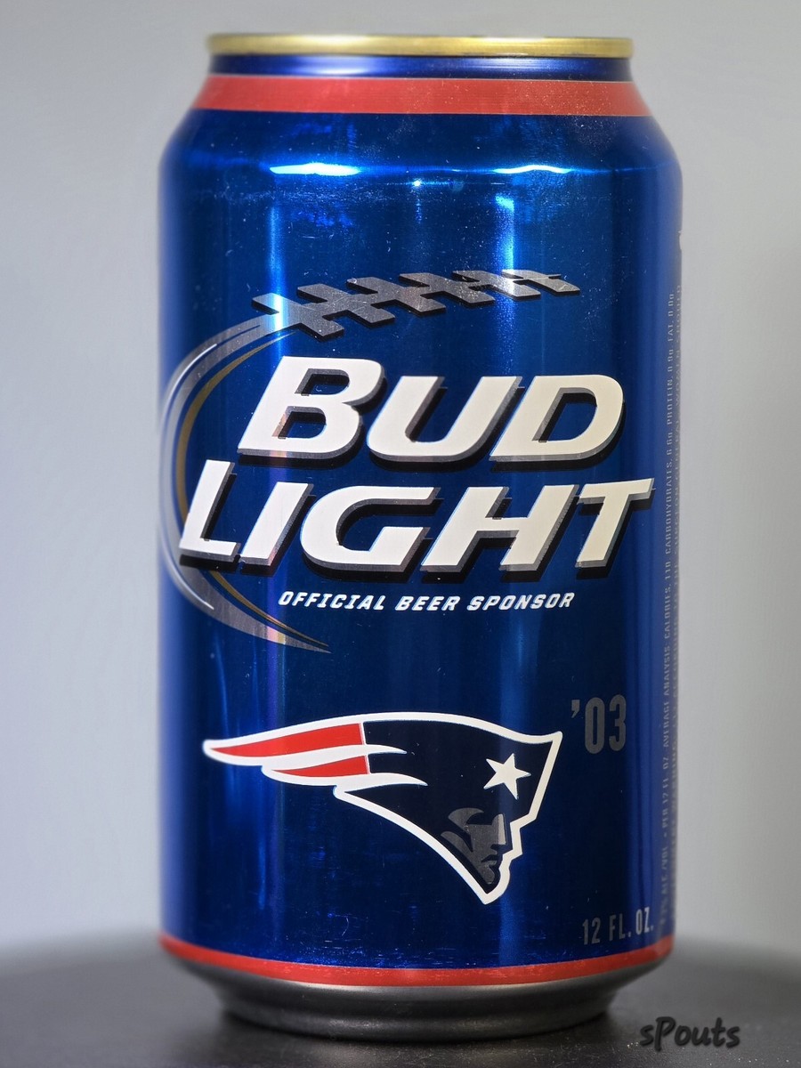 2003 SUPER BOWL NEW ENGLAND PATRIOTS BUD LIGHT BEER CAN NFL BOSTON