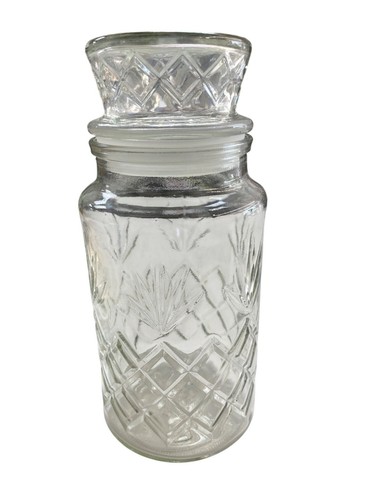 Vintage 1983 Mr. Peanut Glass Jar With Lid Clear Embossed Diamond Pattern Collec - Picture 3 of 11