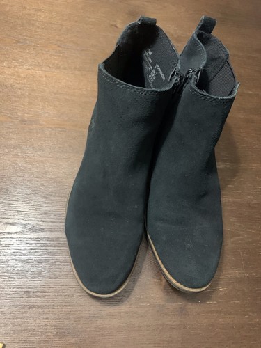 White Mountain Leather Boots Womens Size 7 Ankle Booties Navy Blue Zipper Shoes - Picture 11 of 14