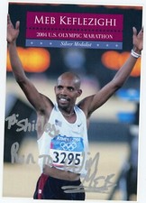 Meb Keflezighi Hand Signed '04 US Olympic Marathon Silver Photograph