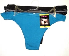 MAIDENFORM Cotton Thongs  3-Pack P4003  Turq/Grey/Black Size 6/Med FREE SHIPPING