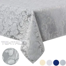 Tektrum 60"X102" Rectangular Damask Tablecloth-Waterproof/Spill Proof -Gray