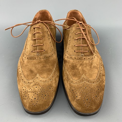 RALPH LAUREN Size US 8 Brown Perforated Suede Wingtip Lace-Up Shoes - Picture 4 of 9