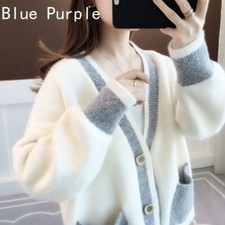 Lady Knit Sweater Cardigan Coat Tops Knitwear Winter Warm Casual Buttons Pockets