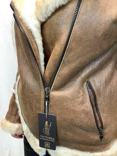 Abrigo Chaqueta Pecan REAL Piel de Oveja Piloto Bombardero Aviador XS - 6XL - Imagen 9 de 12