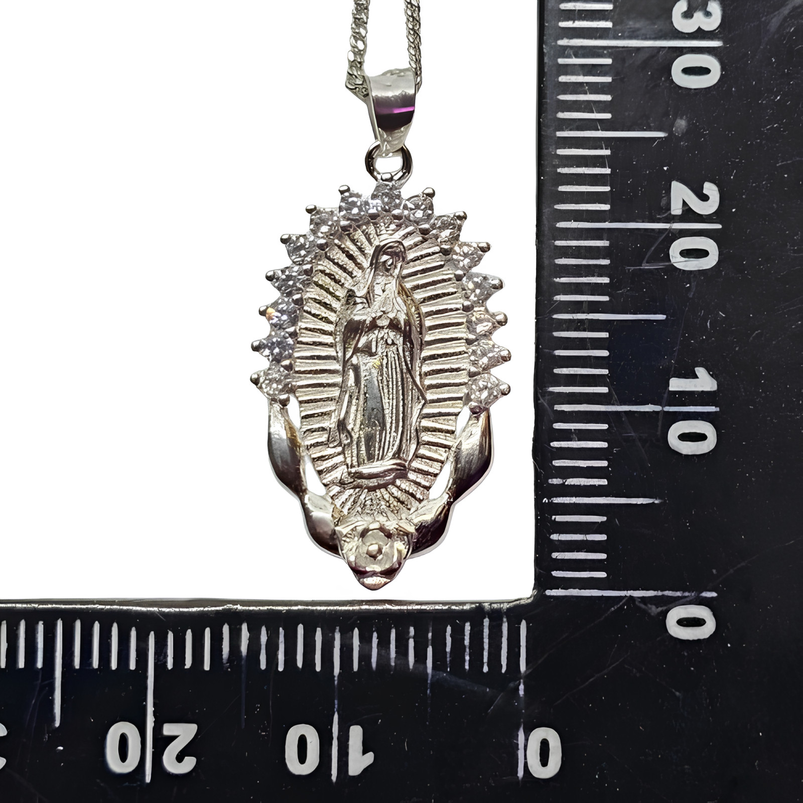 Madonna Virgin Mary Pendant Necklace Gemstones 925 Silver Jewellery And Boxed