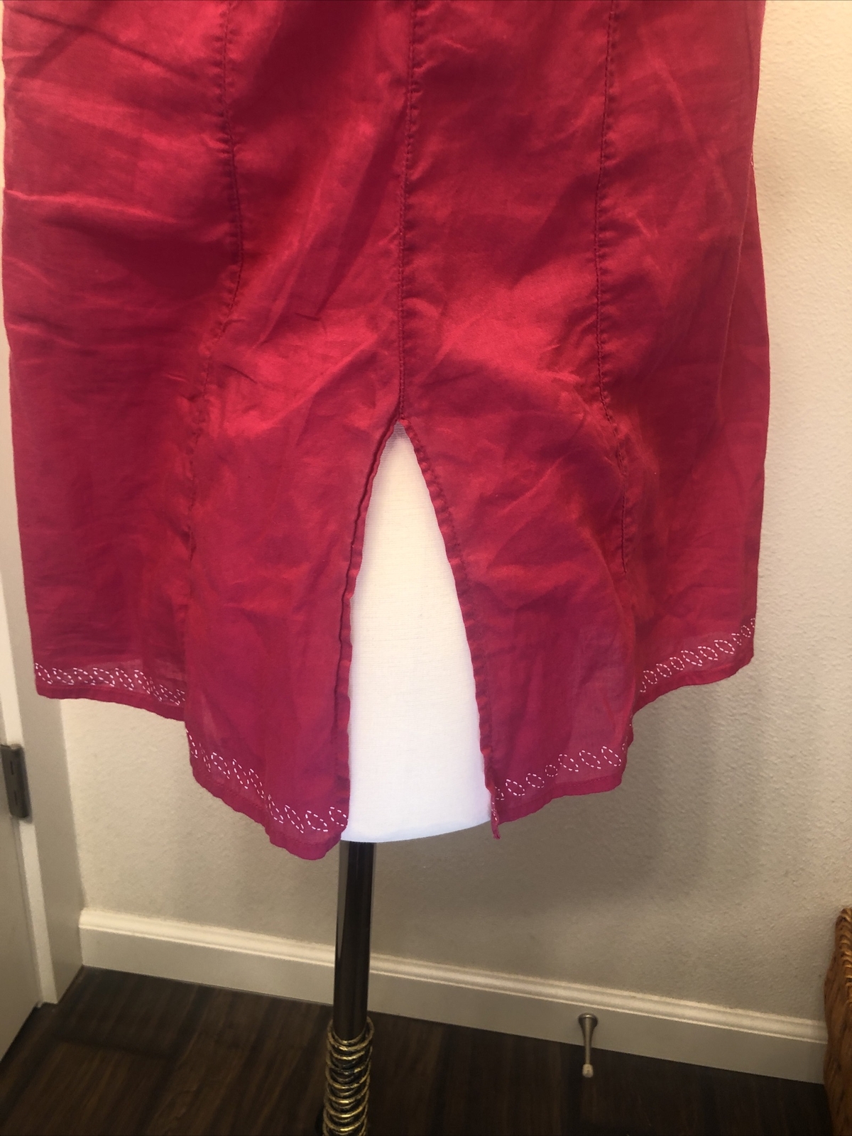 Dark Pink Flower Design Partial Button Blouse Sun… - image 10