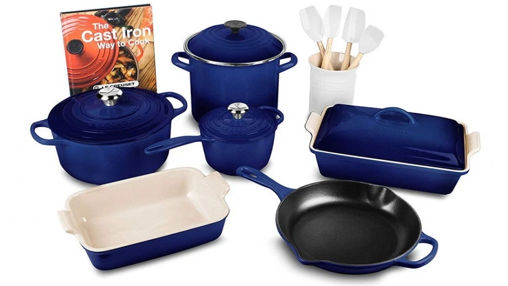 Le Creuset 16 piece cookware set blue eBay