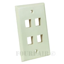 Keystone 4 Hole Port Jack Insert Flush Network Wall Face Plate CAT5e CAT6 Almond