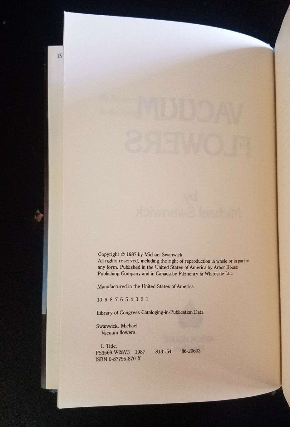 Vacuum Flowers by Michael Swanwick, 1st Print 1987 Hardcover Arbor