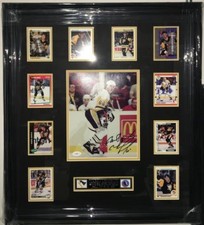 MARIO LEMIEUX SIGNED AUTOGRAPHED FRAMED 8x10 Photo Hockey Card Collage JSA NEW!