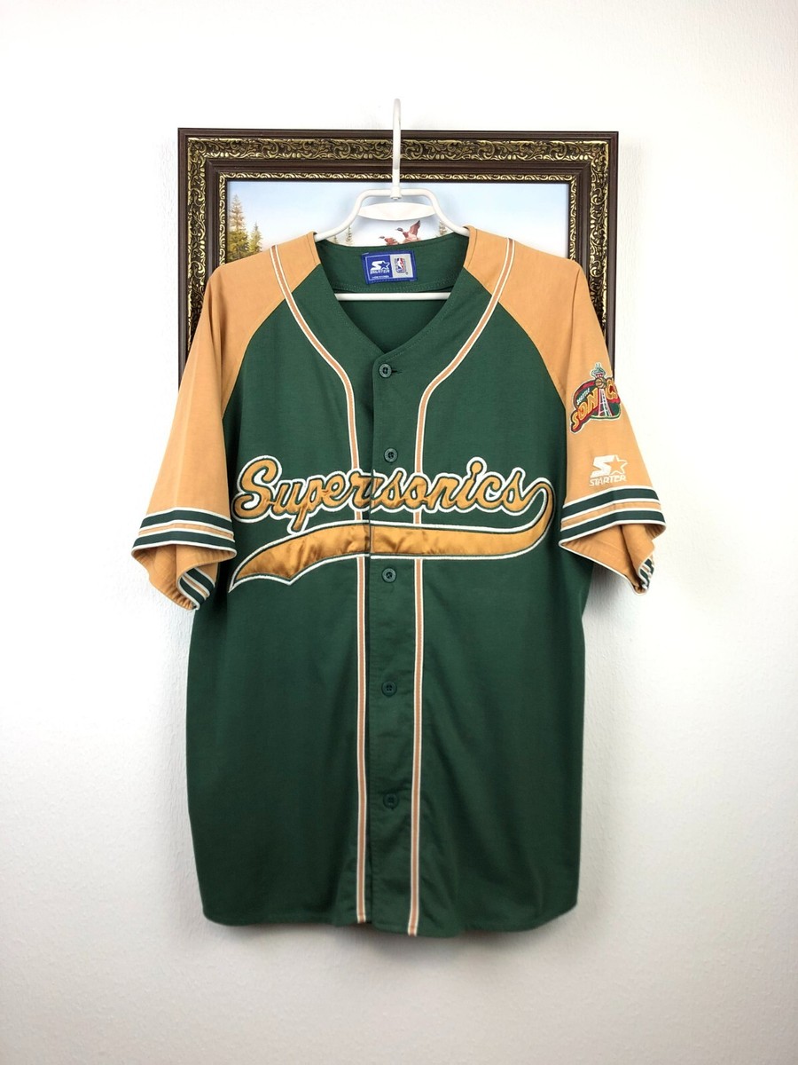 Vintage 90's Starter Seattle Supersonics Sonics Jersey Shirt NBA